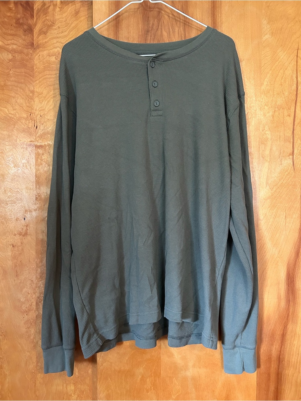 Old Navy Olive Green Long-Sleeve Henley Waffle Knit